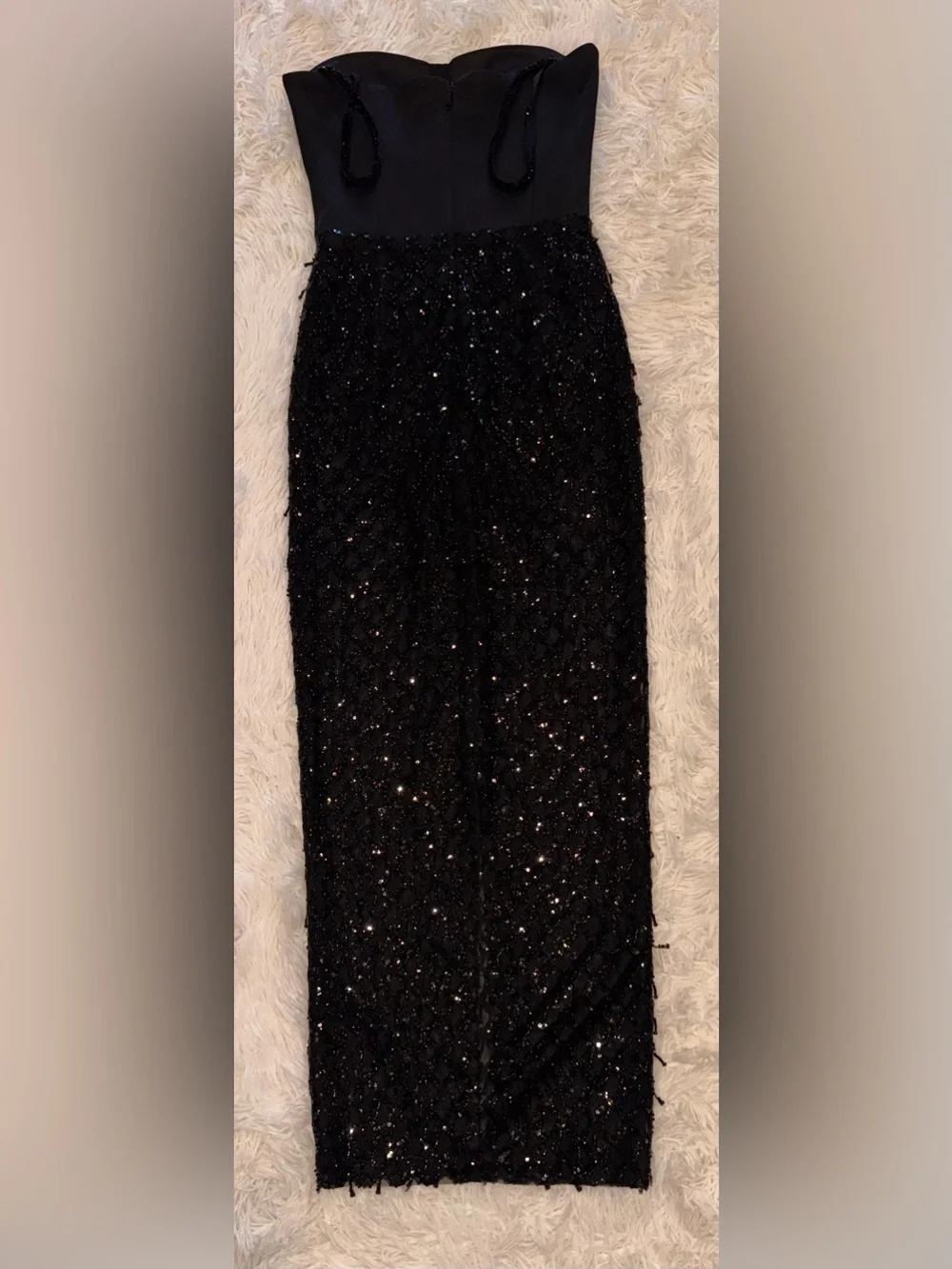 NEW NADINE MERABI Valentina Mixed Media Black Beaded Bustier Gown Sz 2 - Picture 8 of 12